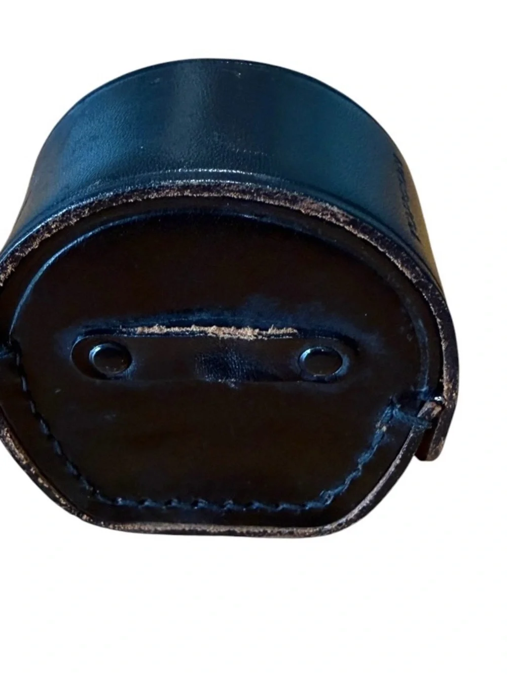 Leather reel case. Topcon. Leather film reel case. Japanese.